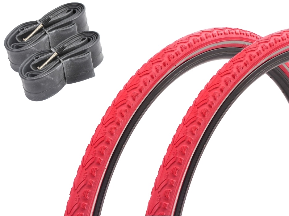 Khan Fixie road bike wire tire set KHE 700 x 38C tire red + FV inner tube