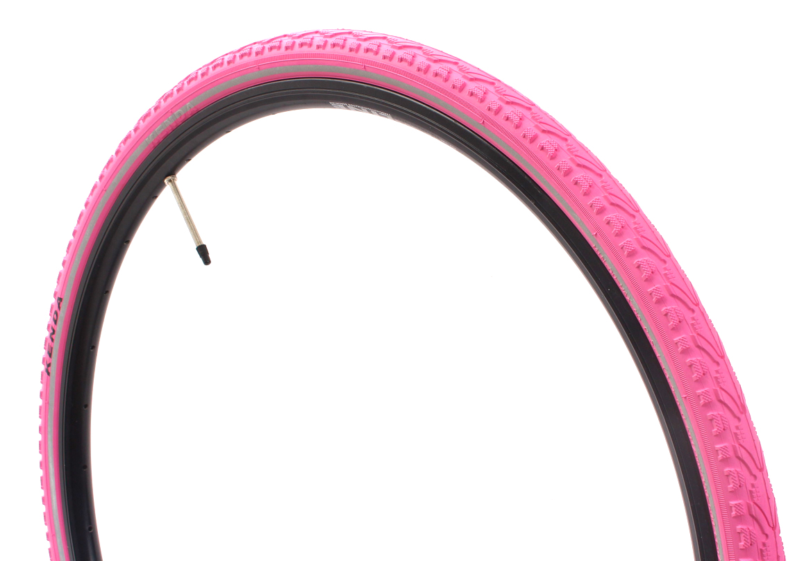 Fixie road bike tire set KENDA Khan 28 inch / 700 x 38C pink + FV inner tube