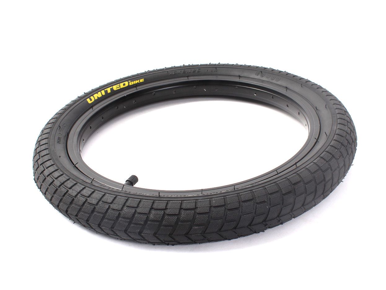 BMX tire set KHE UNITED 16 inch x 2.125 inch black + AV inner tube