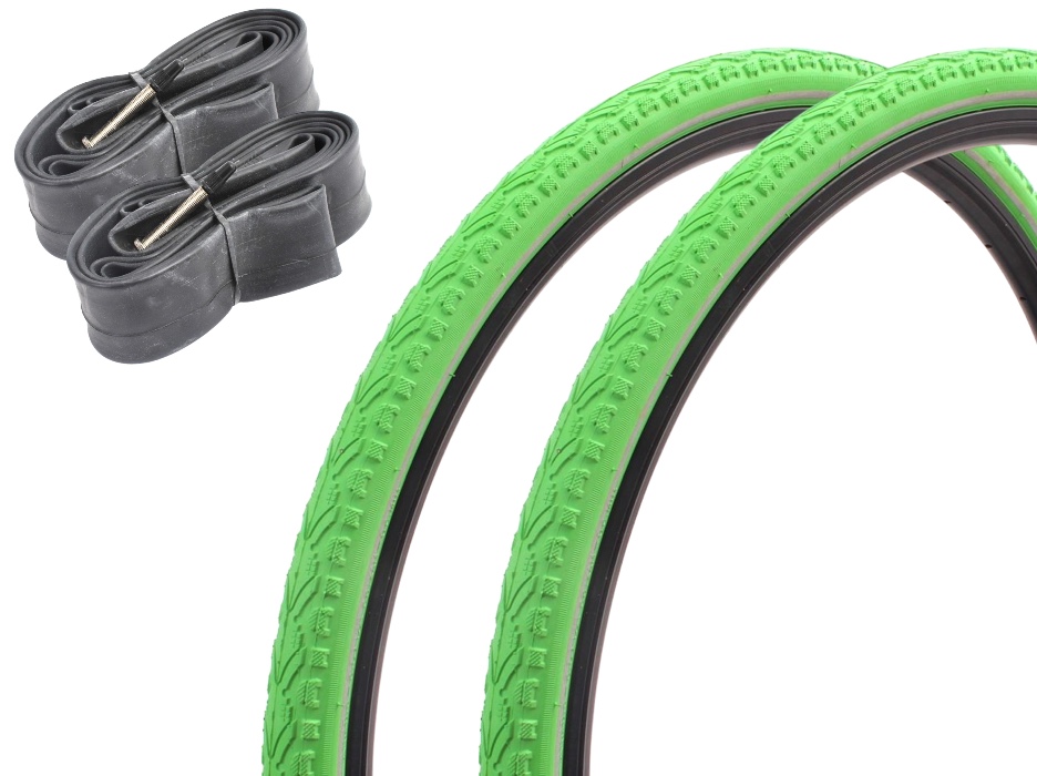 Fixie road bike tire set KENDA Khan 28 inch / 700 x 38C green + FV inner tube