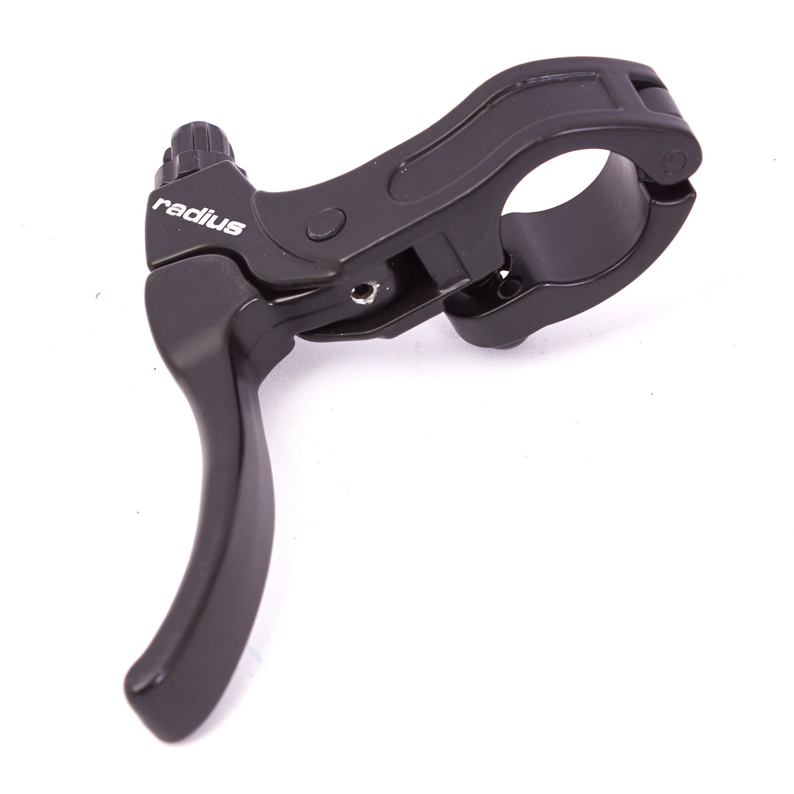 Schwarzer Linker BMX Bremshebel mit weißem Radius Logo