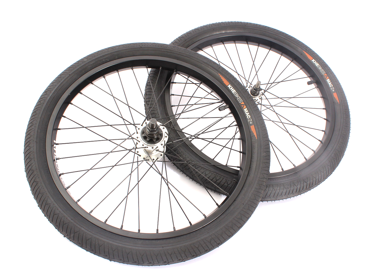 BMX wheelset including KHE MAC2 20 inch tires 14mm / 10mm S/B BMX wheelset including KHE MAC2 20 inch tires 14mm / 10mm S/B
