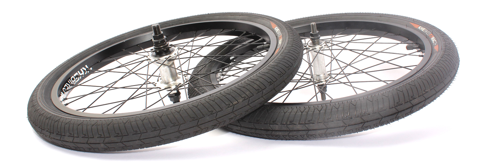 BMX wheelset including KHE MAC2 20 inch tires 14mm / 10mm S/B BMX wheelset including KHE MAC2 20 inch tires 14mm / 10mm S/B