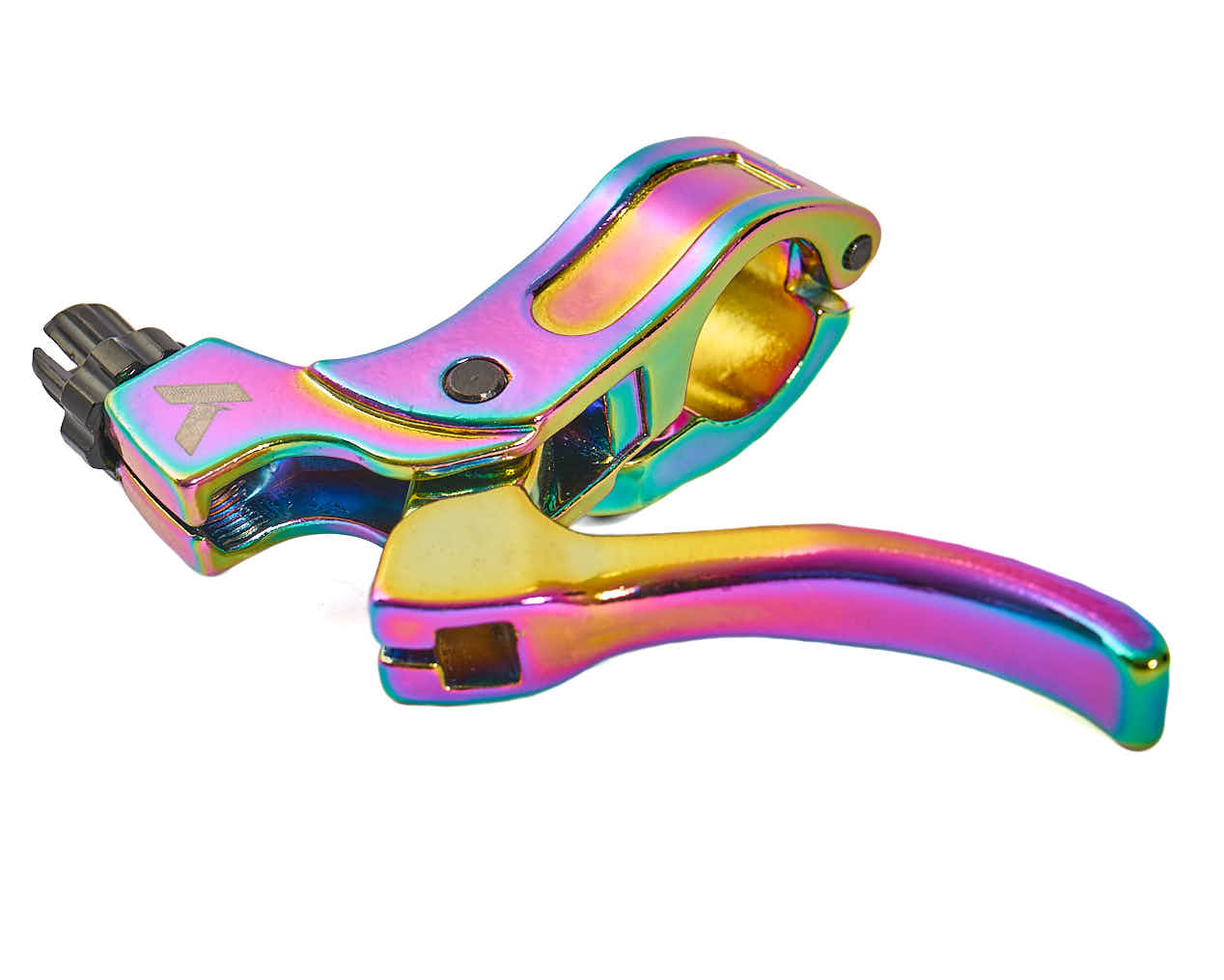 Radius Bremshebel links mit KHEbikes Laser Logo Rechter Oil Slick Bremshebel mit KHEbikes Laser Logo